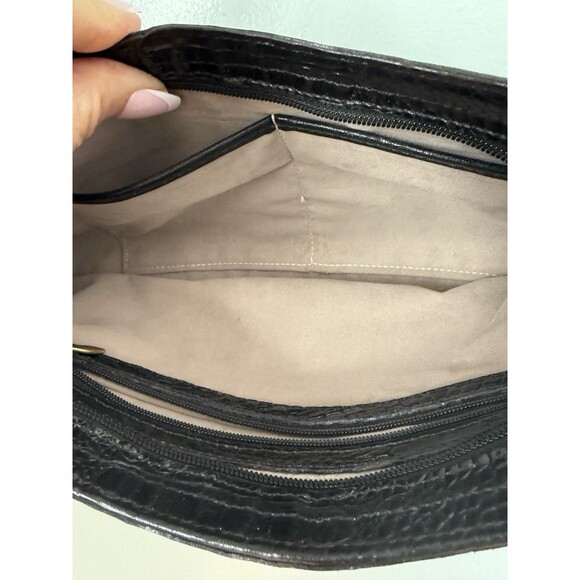 Brahmin black Anytime Mini Melborn Croc Leather Shoulder Bag Hobo Luxury - Picture 6 of 10